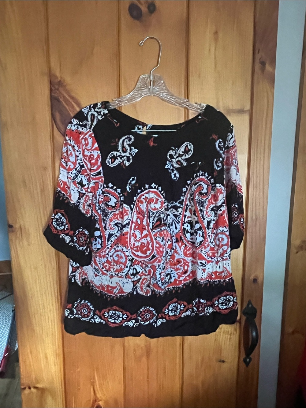 Paisley Print Black and Red Women’s Blouse